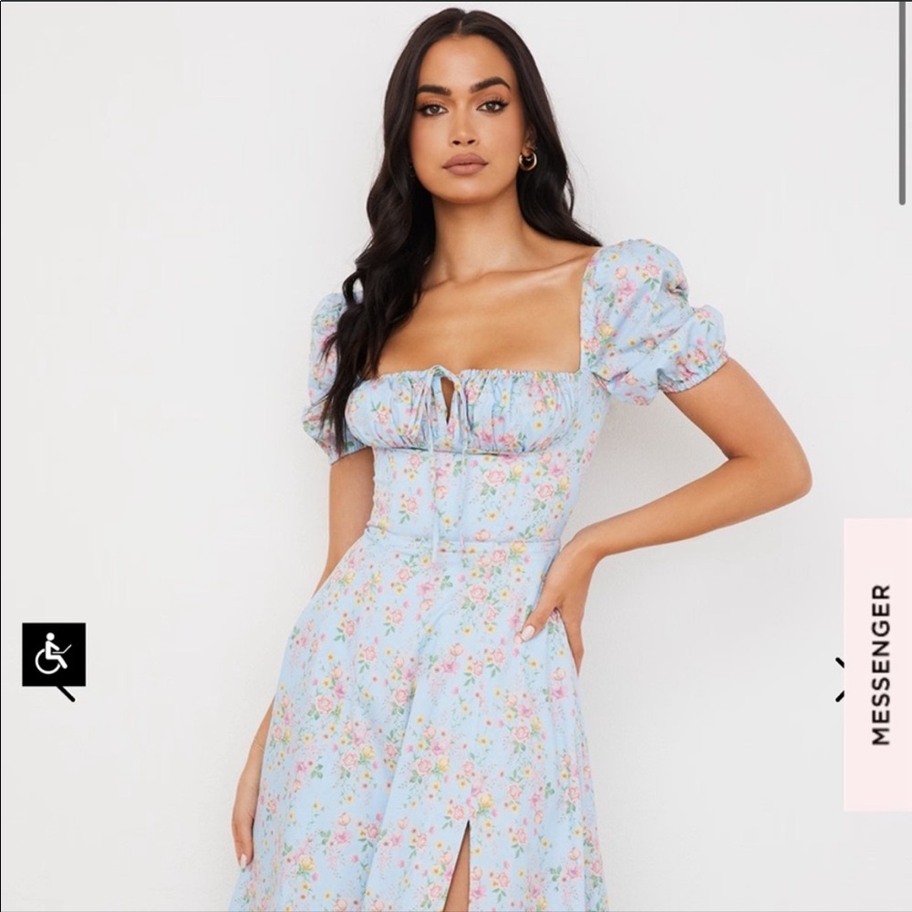 Tallulah- House of CB Blue Floral Dress Size Med